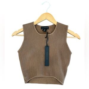 Nwt House of Harlow 1960 Luxe Essentials Ribbed Cropped Tank Top Brown